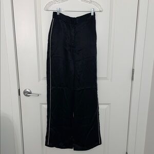 Aritzia Babton Black White Striped Satin Wide Leg Pants